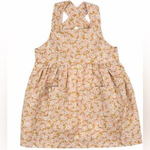 Milkbarn Rose Floral Organic Linen And Cotton Pinafore Apron